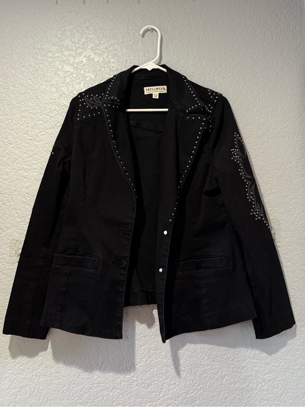 Idellwind Black Embellished Women's Blazer Jacket western cowgirl studded